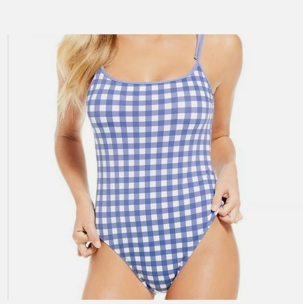 Large Cremieux Blue Striped One Piece Swimsuit